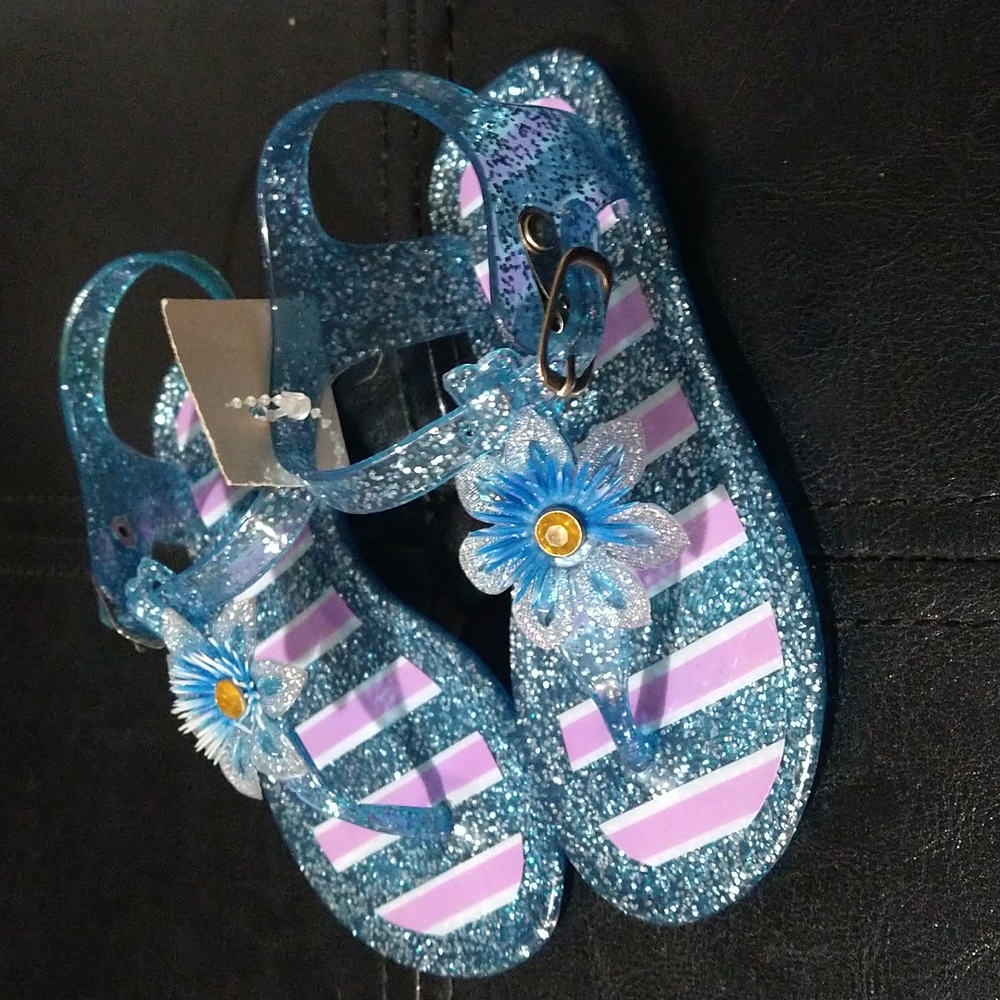 🆕 Girls Sparkle Sandals with Flower